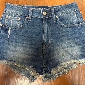 Aeropostale Women's Frayed Hem Denim Shorts - Blue Wash